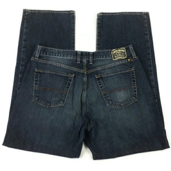 Lucky Brand 181 Dark LoveTrain Wash Relaxed Straight Leg Denim Jeans Men 36x32.5